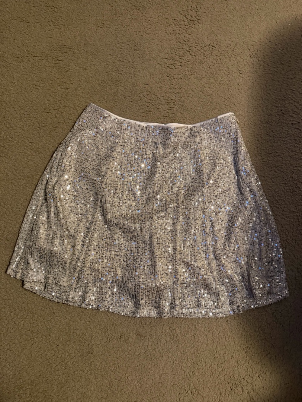 Champagne Sequin Skater Mini Skirt